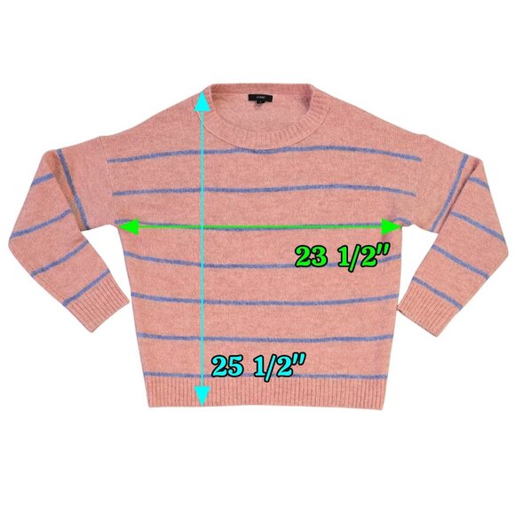 J. Crew Alpaca Merino Wool Salmon Pink Striped Fuzzy Oversized Sweater AK162 - Picture 3 of 8